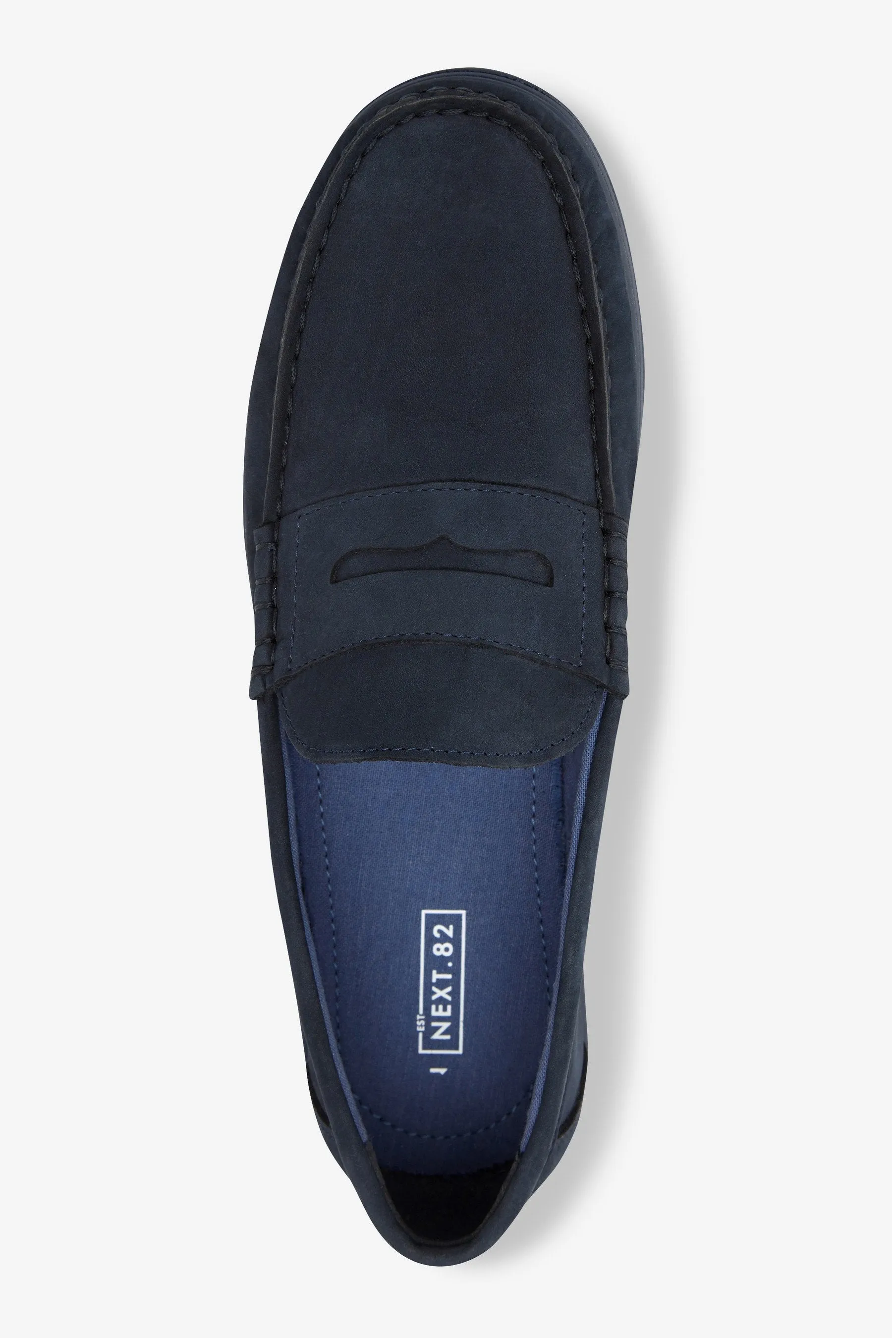 Next Navy Nubuck Older Boys Penny Loafers