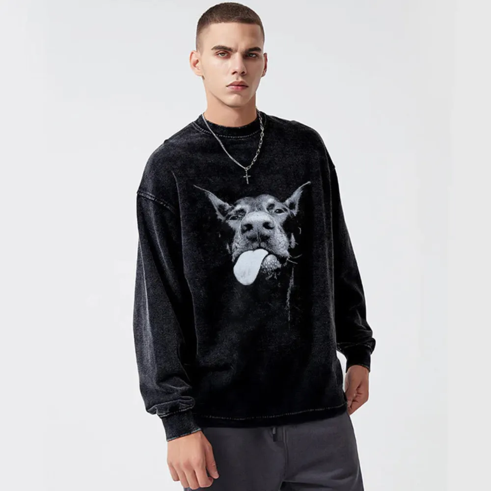 “Niche Retro Doberman Shadow Print” Sweatshirt