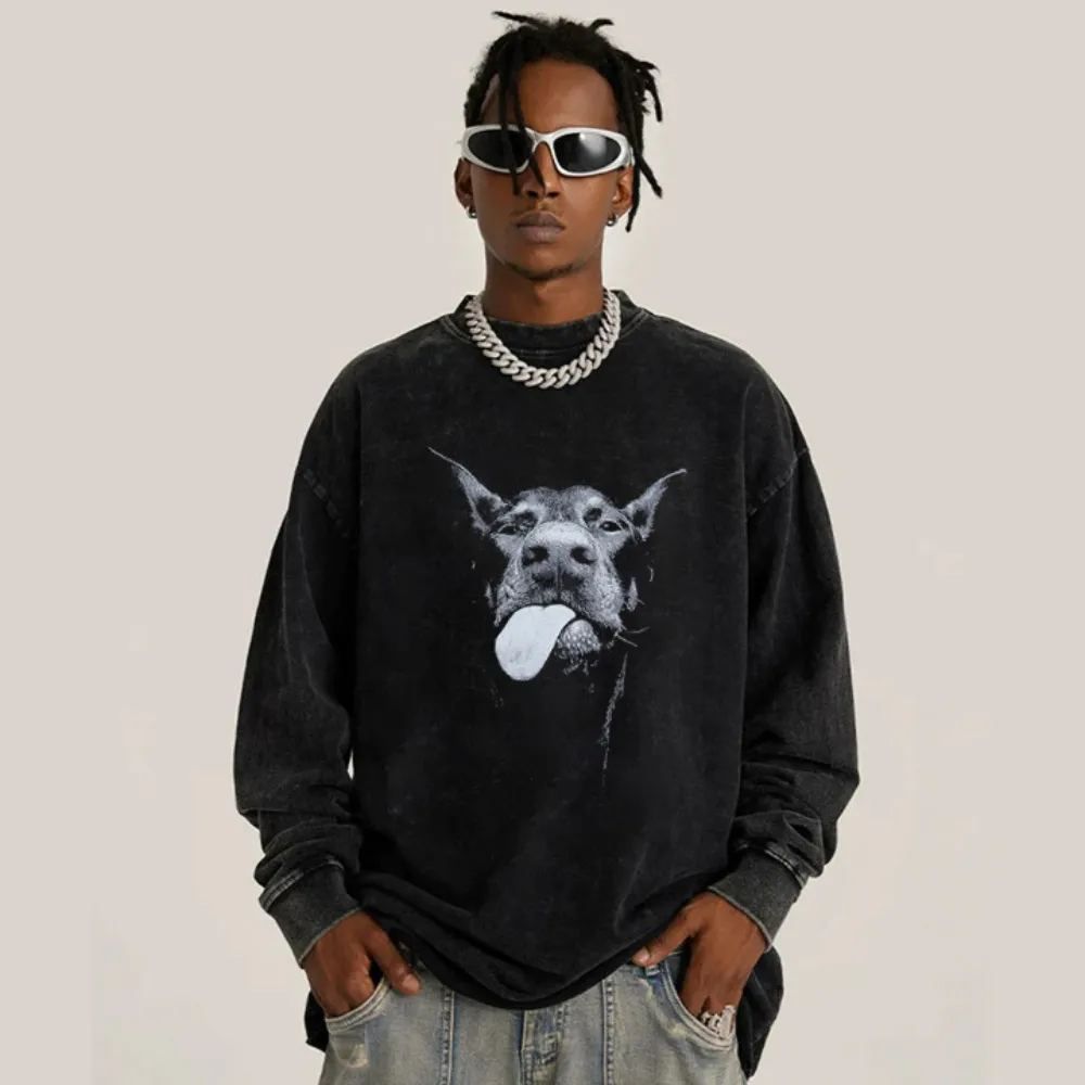 “Niche Retro Doberman Shadow Print” Sweatshirt