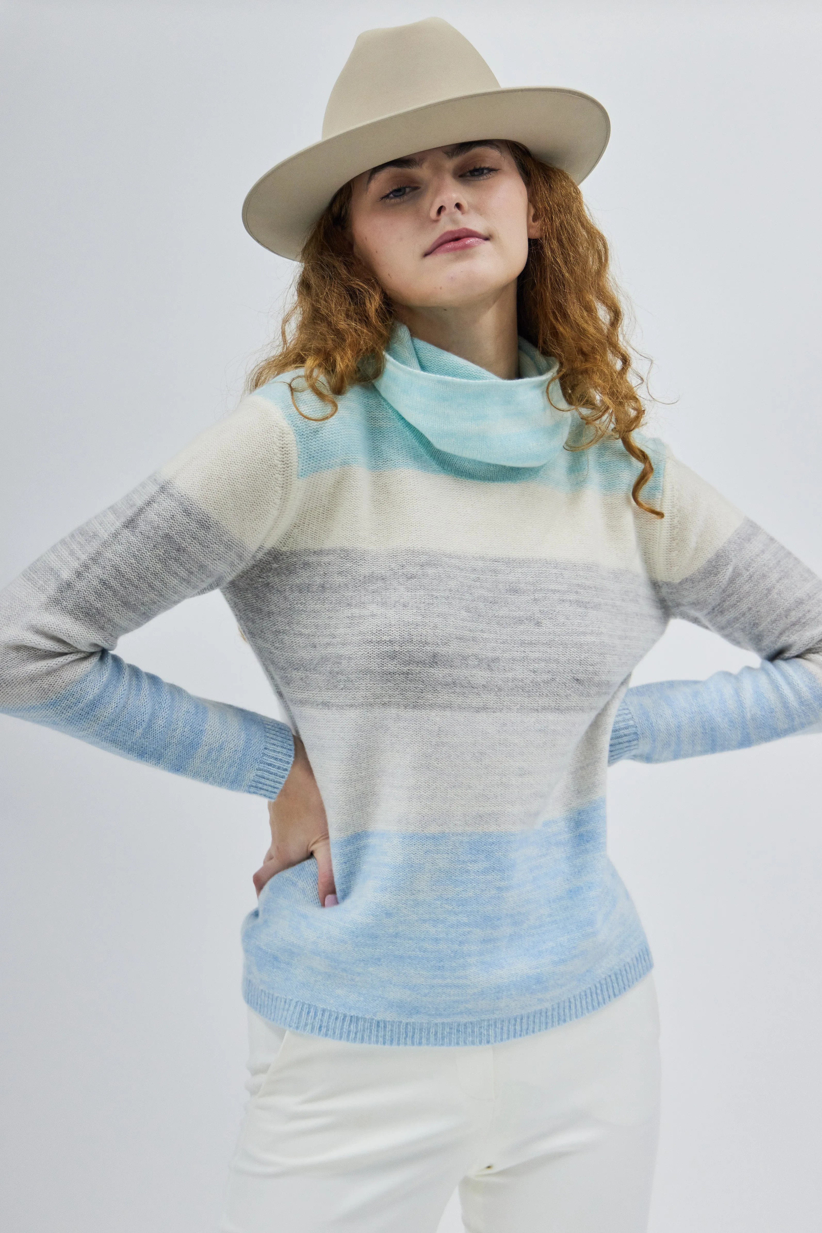 Ombre Cowl Sweater - Reef