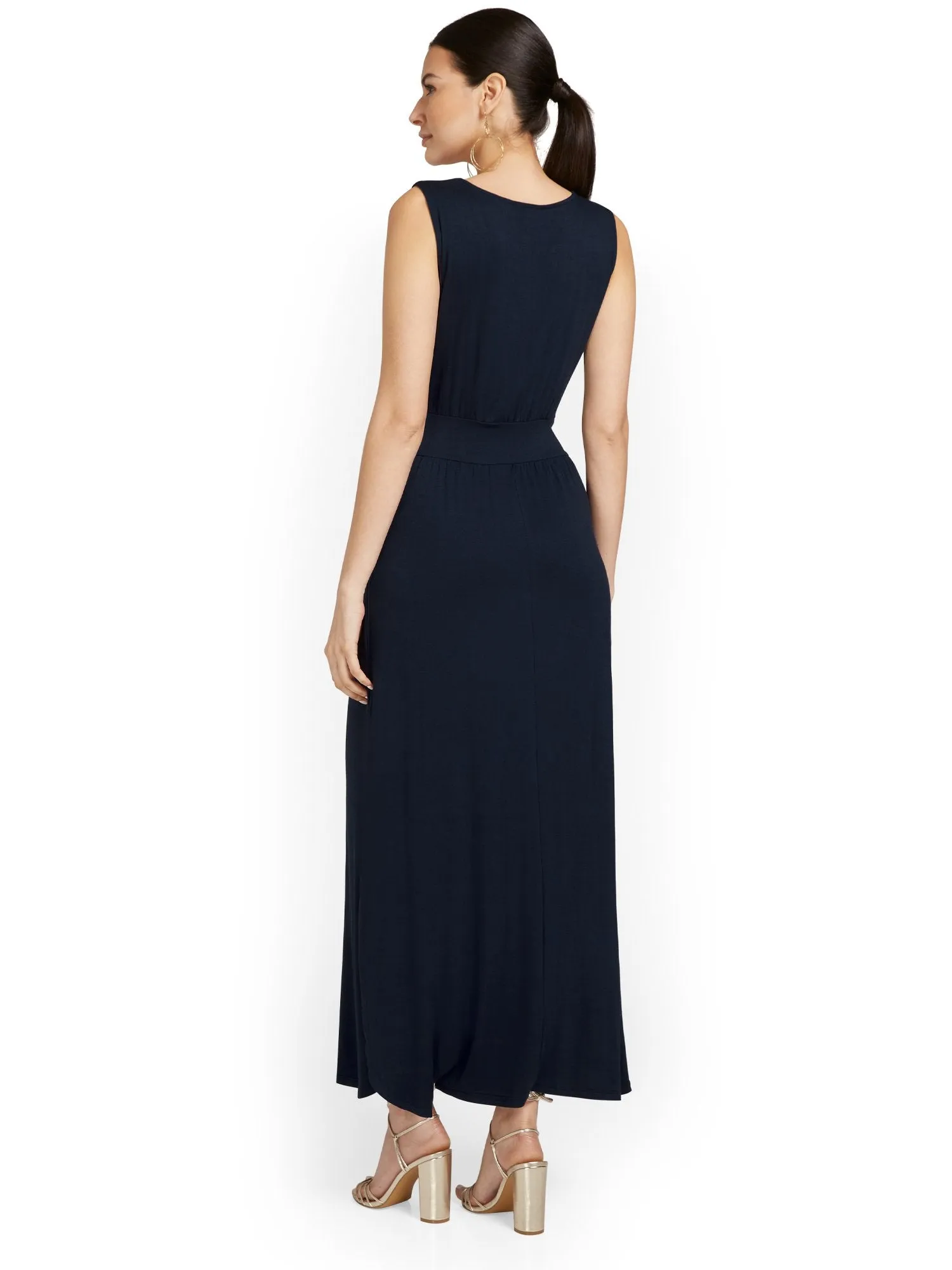 Petite Ruched Side-Slit Maxi Dress