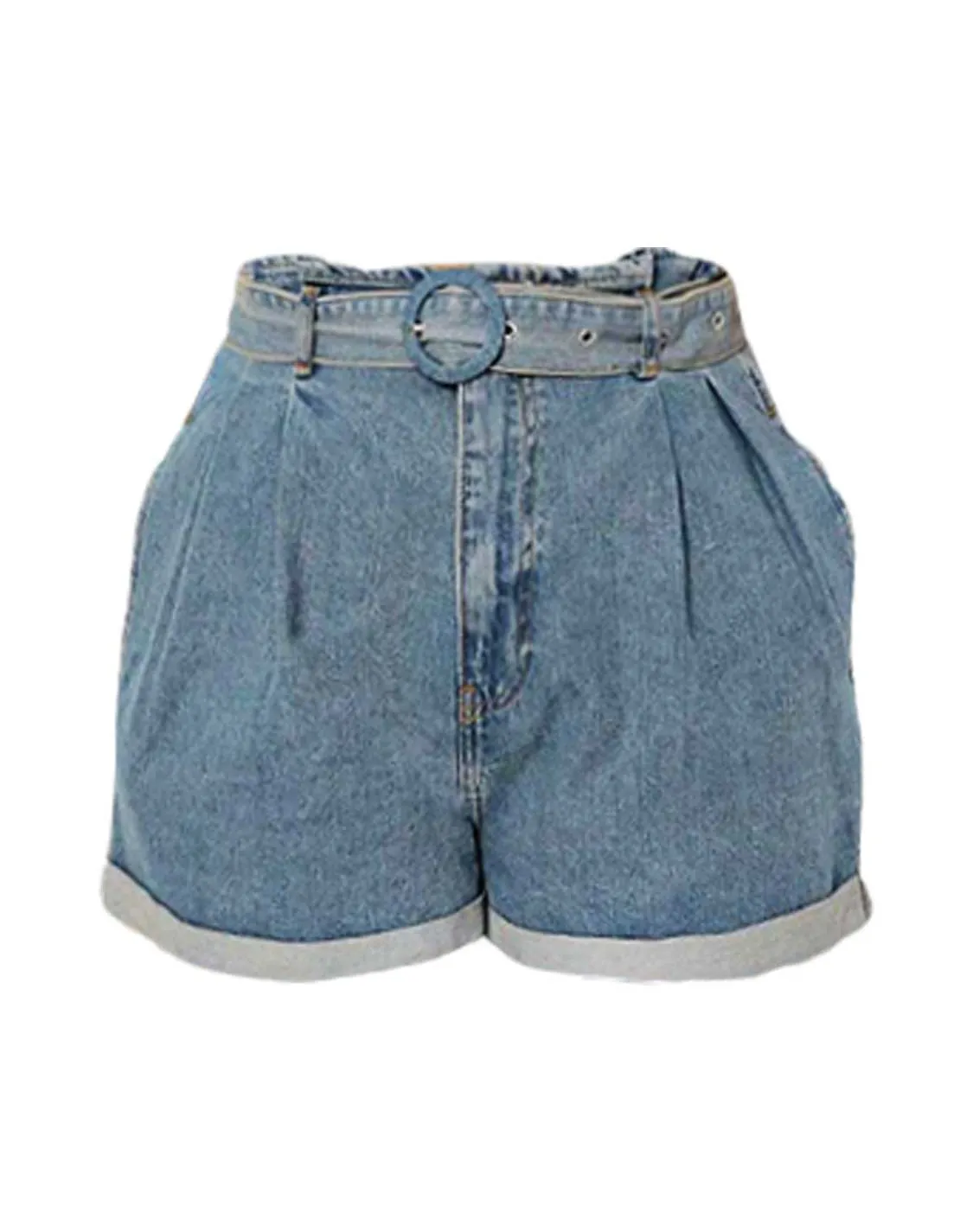 Plus Belted Paper Bag Jean Shorts