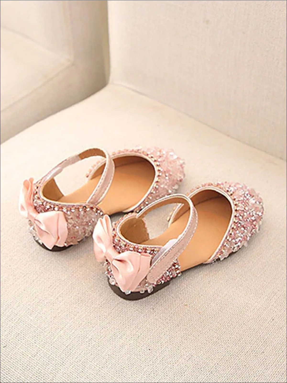 Princess Sequined Bow Back Flats By Liv and Mia