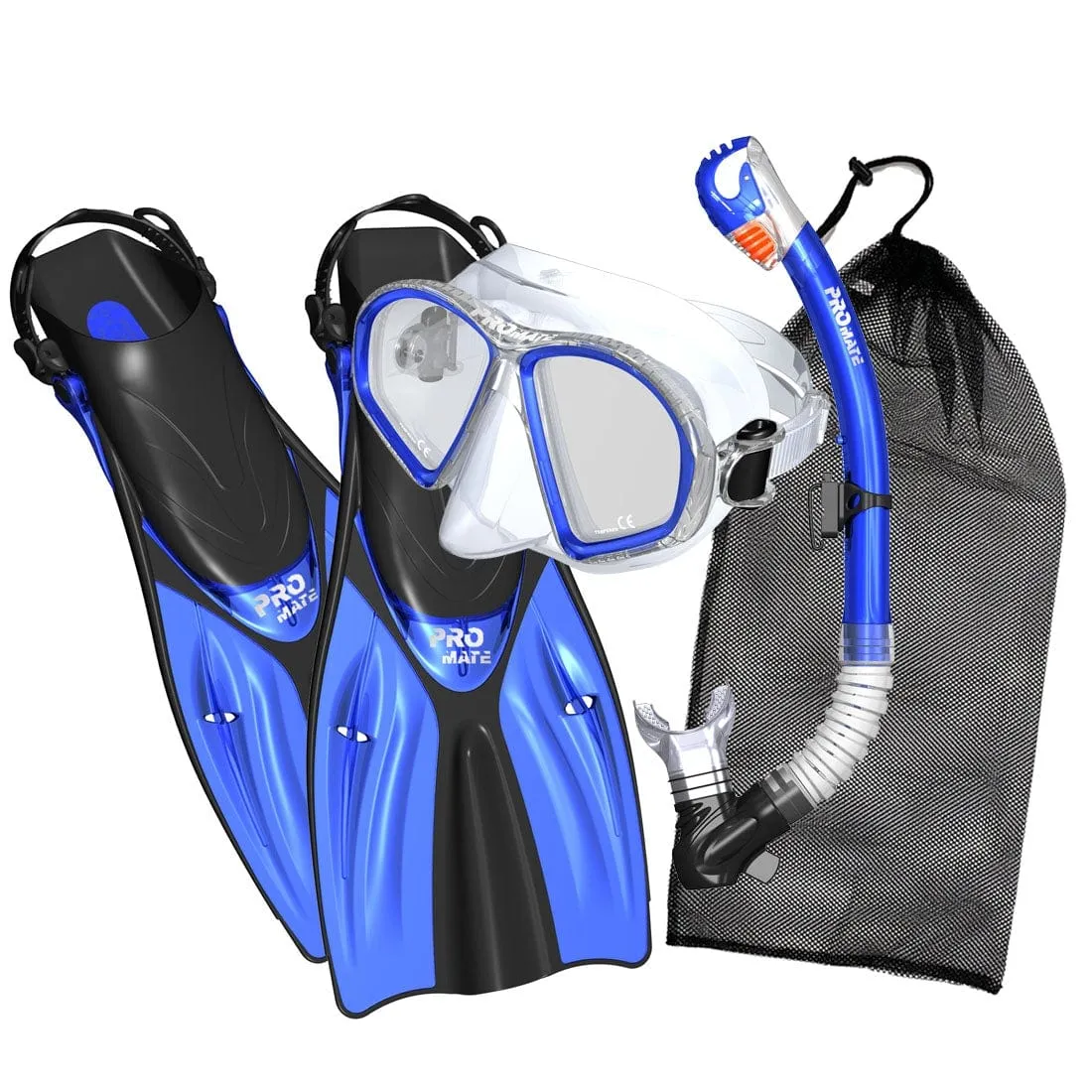 Promate Spectrum Adult Snorkeling Mask Dry Snorkel Fins Gear Bag Set - SCS0099