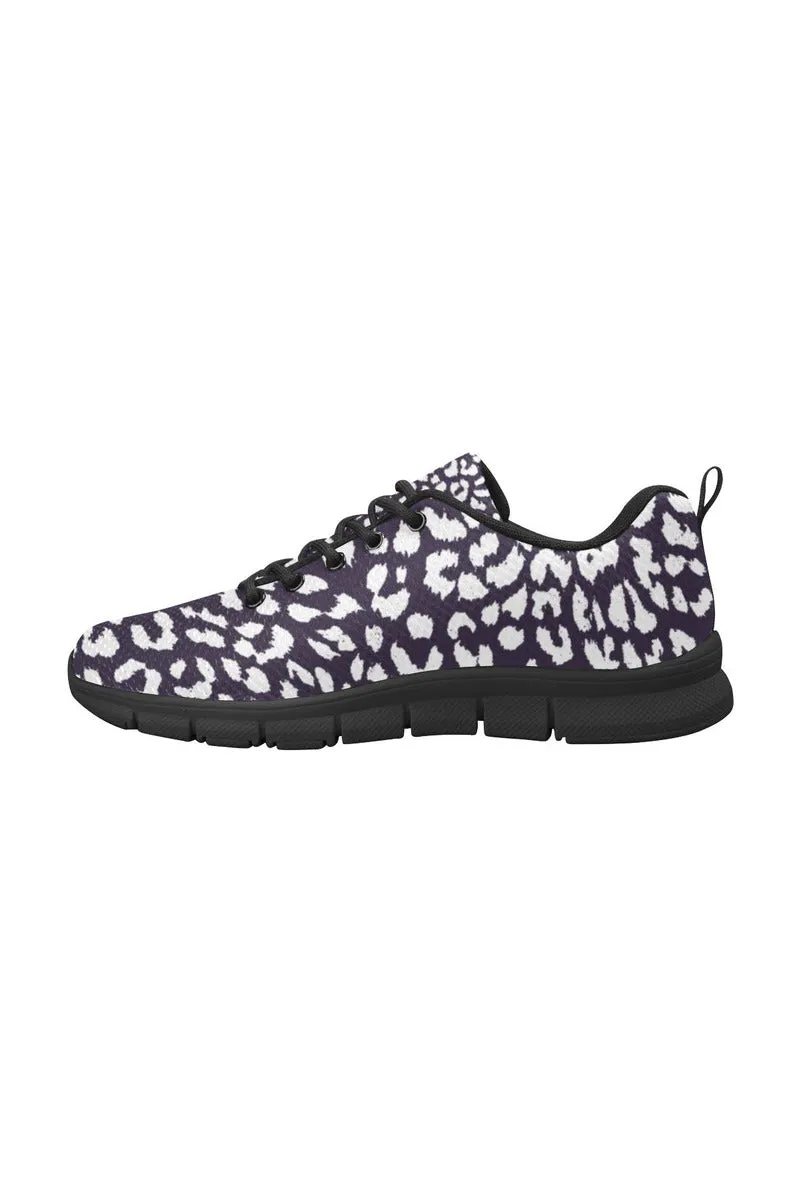 Purple Leopard Print Women's Breathable Running Shoes