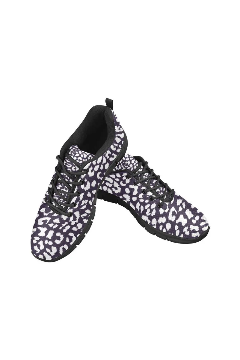 Purple Leopard Print Women's Breathable Running Shoes