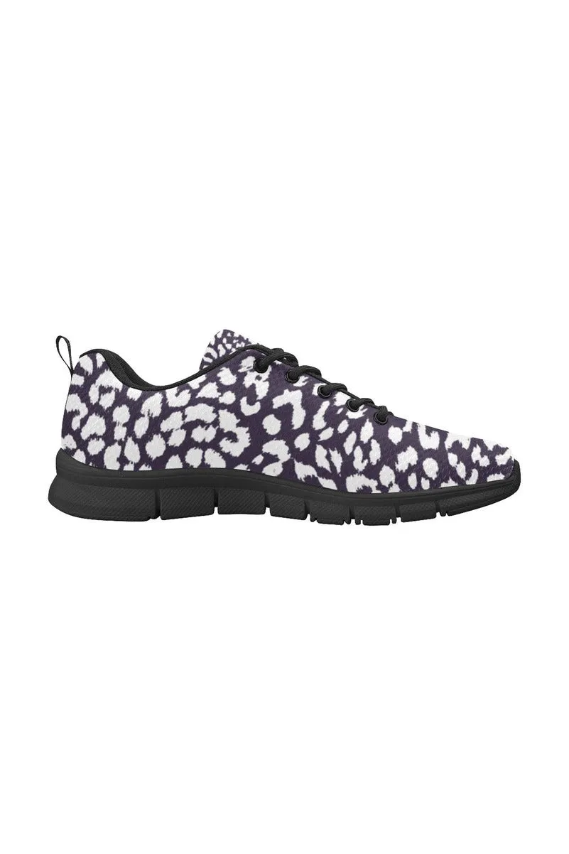 Purple Leopard Print Women's Breathable Running Shoes