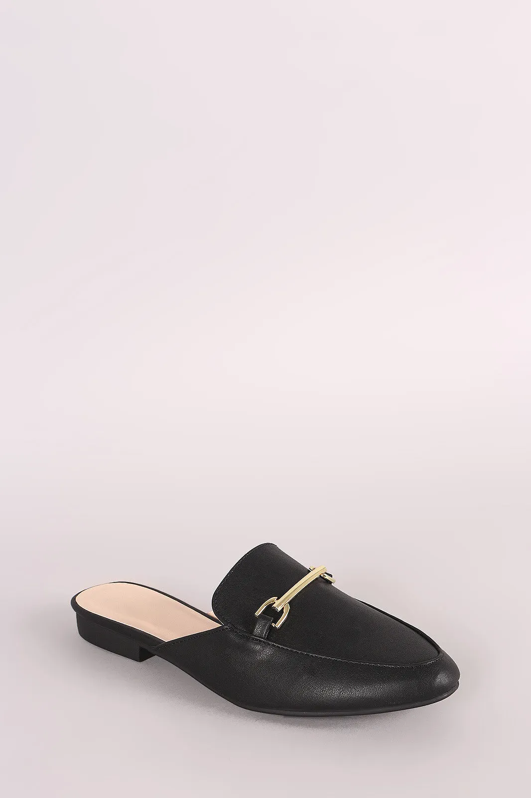 Qupid Horsebit Slip On Loafer Mules