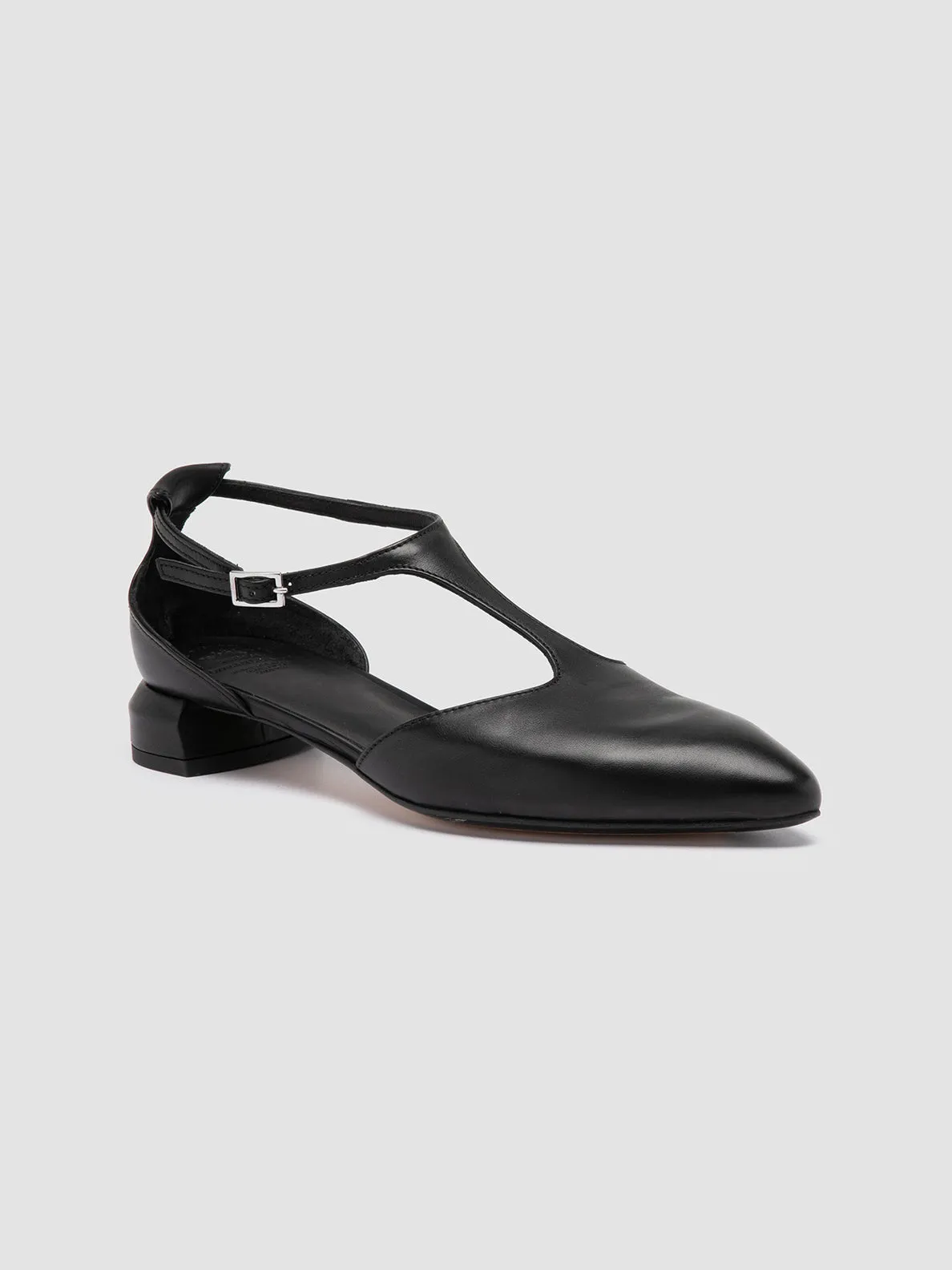 SAGE 103 - Black Leather T-Bar Shoes