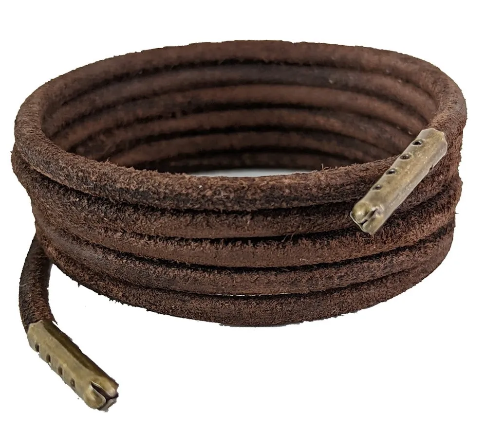 Shoelaces & Boot Laces Leather Heavy Duty 4 mm Round Brown