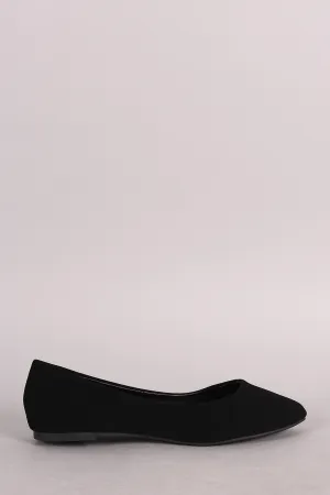 Soda Nubuck Pointy Toe Slip On Ballet Flat