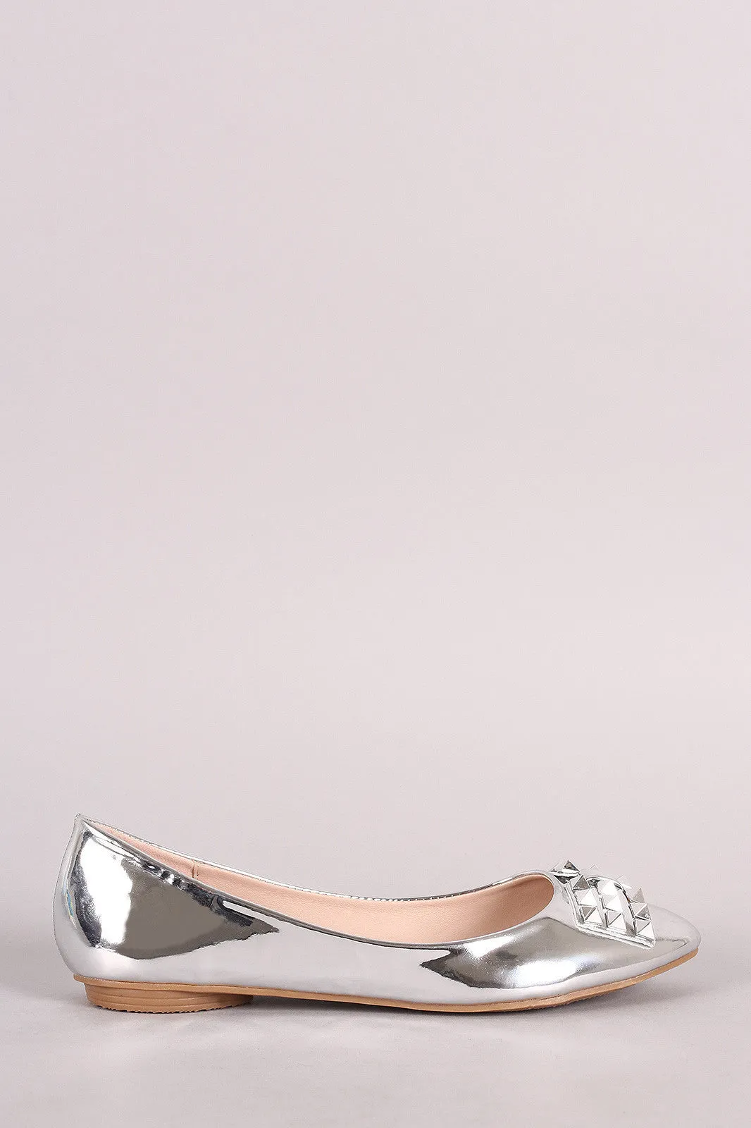 Studded Bow Patent Ballet Flat