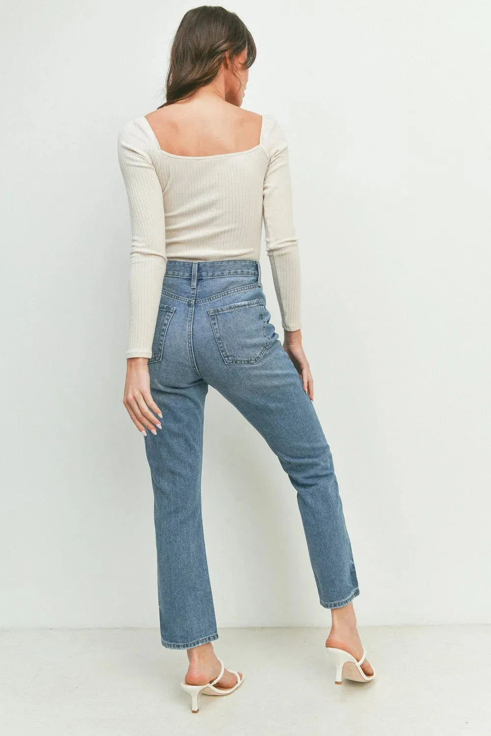 SUPER HIGH RISE GIRLFRIEND STRAIGHT LEG DENIM JEANS