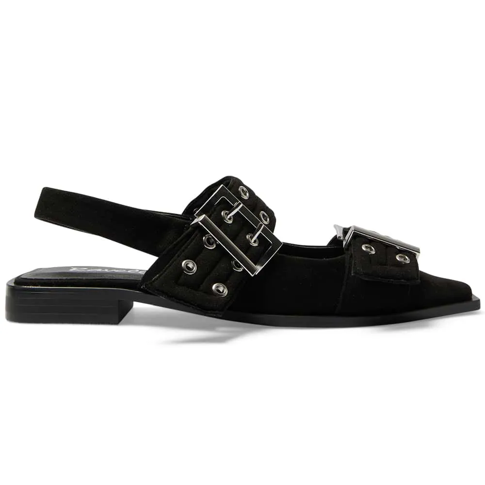 Suzie Flat in Black Suede