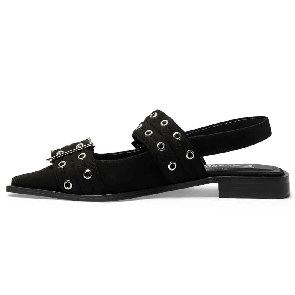 Suzie Flat in Black Suede