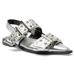 Suzie Flat in Silver Metallic