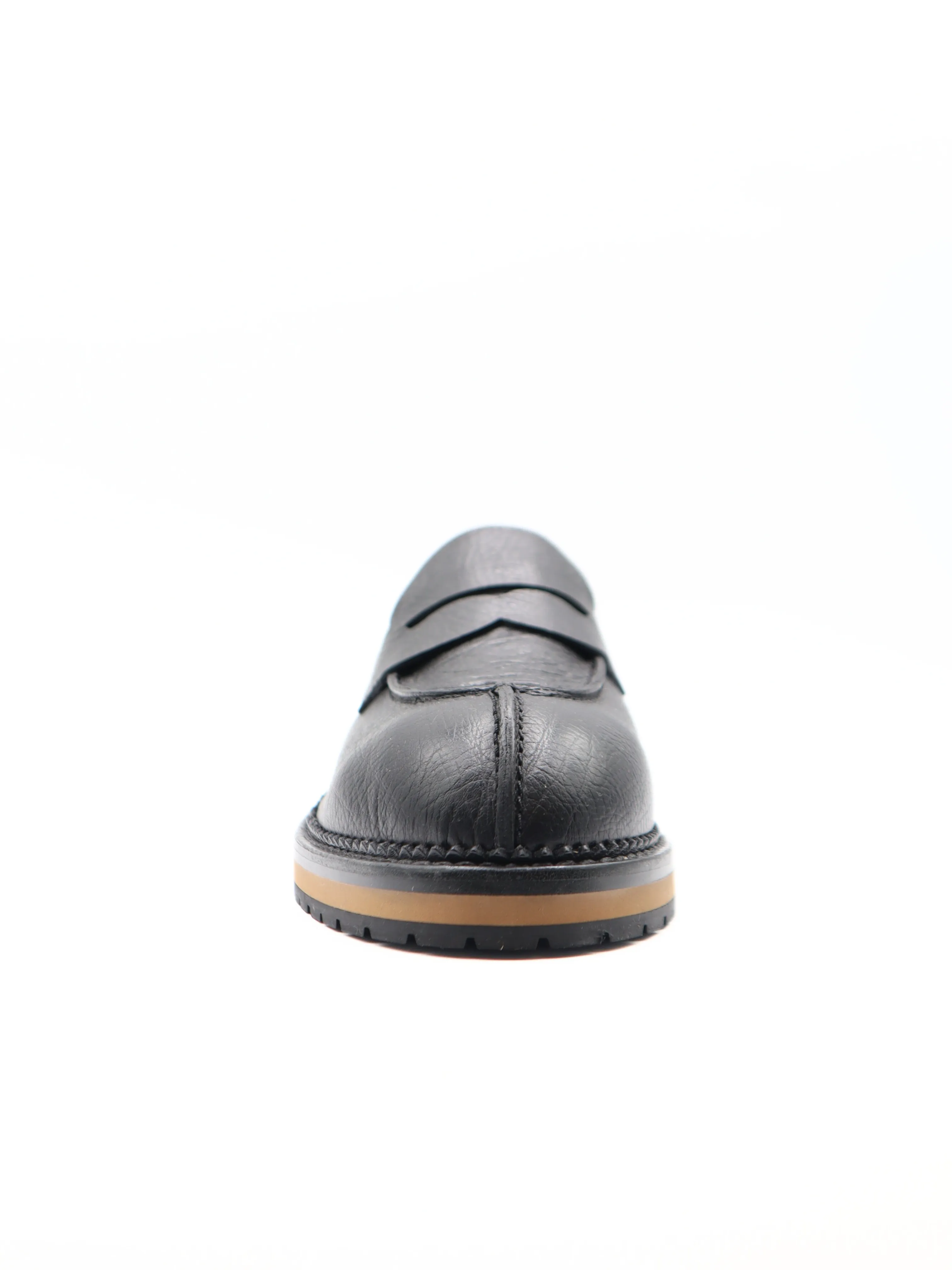 Tods Mens Black Leather Wrinkled Loafer Shoe