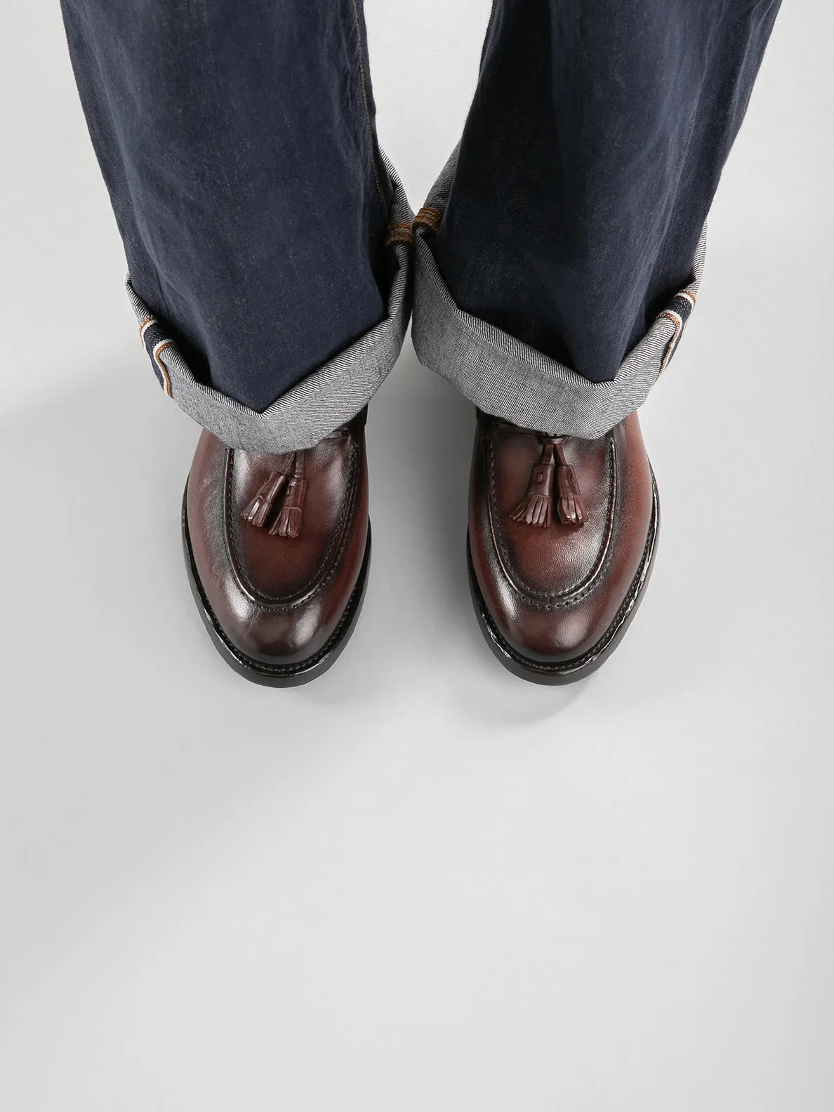 TULANE 001 - Burgundy Leather Tassel Loafers