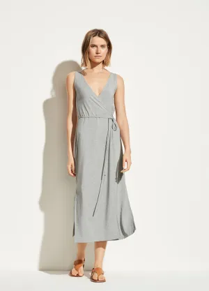 V-Neck Wrap Dress in Medium Grey