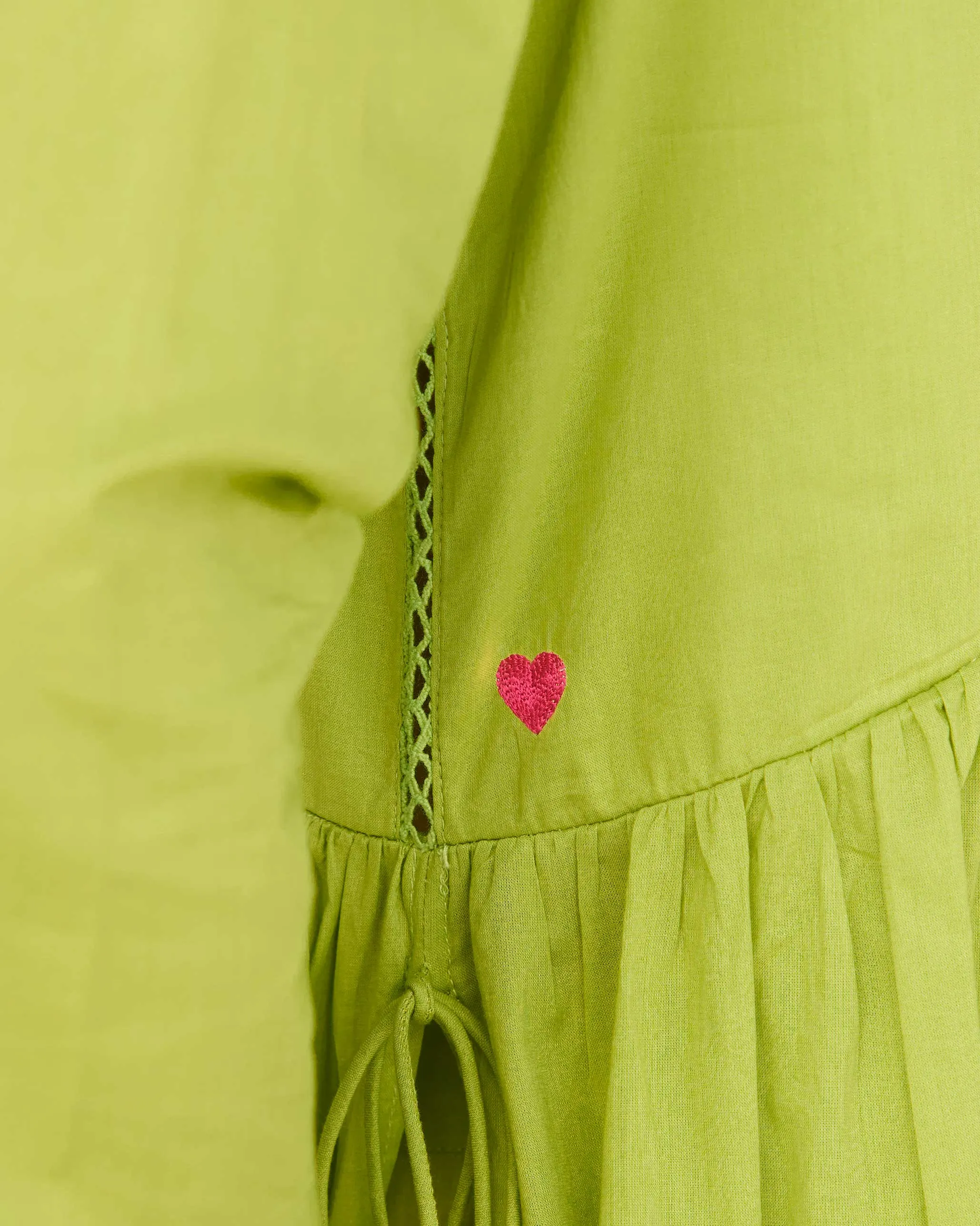 Waist Gathered Kurta - Lime