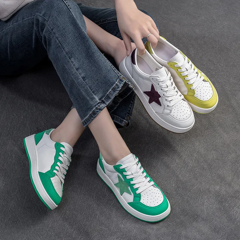 Women Fashion Leather Breathable Casual Skate Sneakers