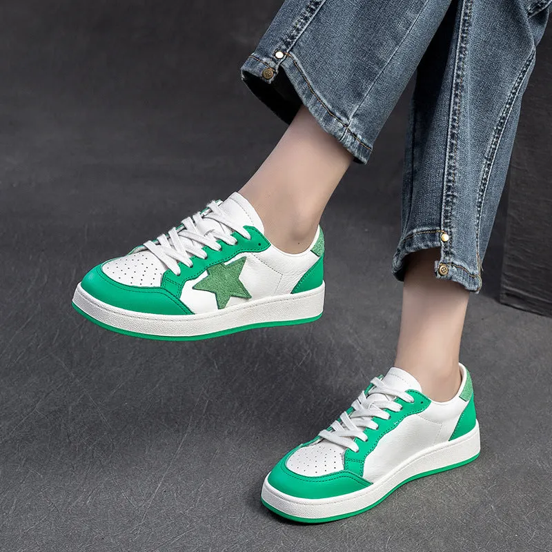 Women Fashion Leather Breathable Casual Skate Sneakers