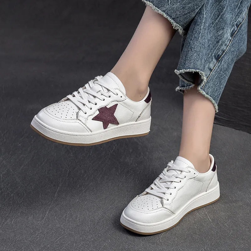 Women Fashion Leather Breathable Casual Skate Sneakers