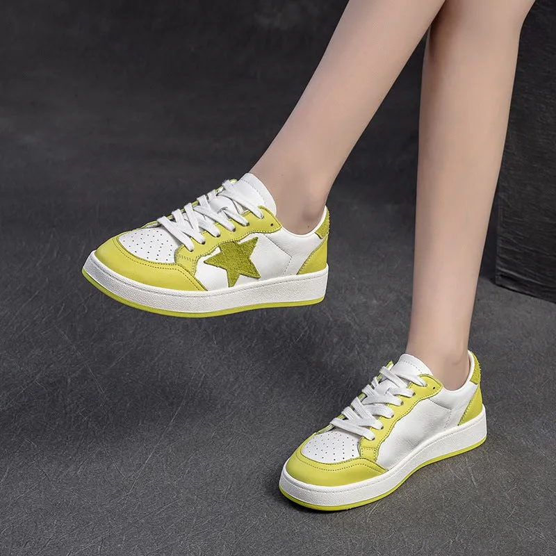 Women Fashion Leather Breathable Casual Skate Sneakers