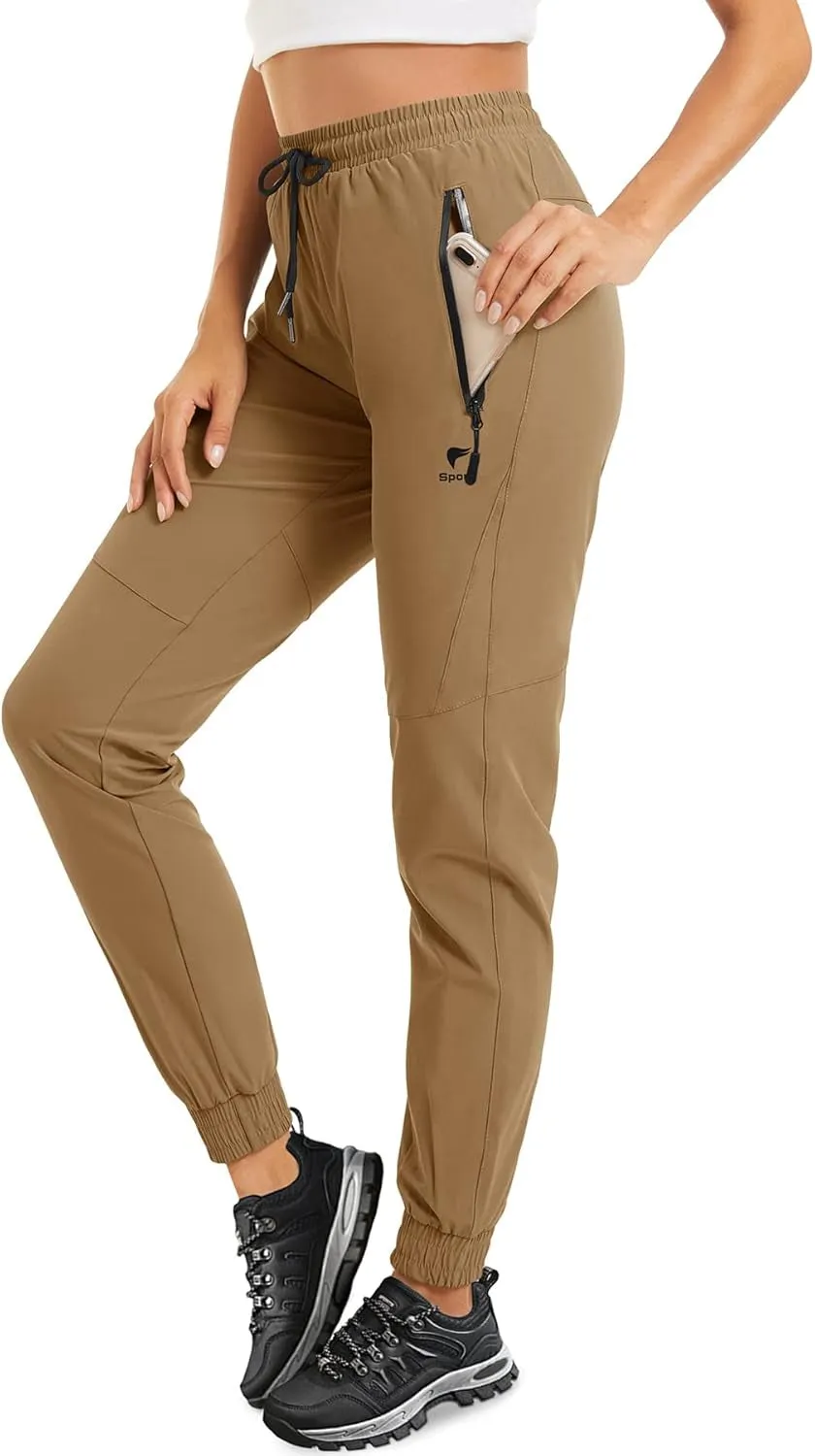 Women'S Climbing Pants with Zipper Pockets Quick Dry Training Trousers Khaki, M