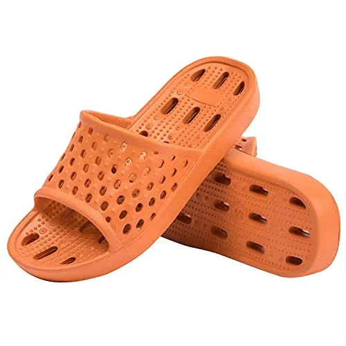 WOTTE Shower Sandals Women Quick Drying Bath Slippers Non Slip Dorm Shoes Size 5.5 Orange