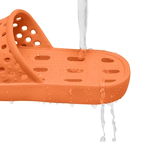 WOTTE Shower Sandals Women Quick Drying Bath Slippers Non Slip Dorm Shoes Size 5.5 Orange