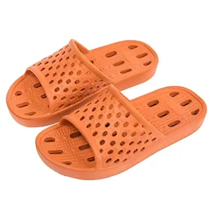 WOTTE Shower Sandals Women Quick Drying Bath Slippers Non Slip Dorm Shoes Size 5.5 Orange