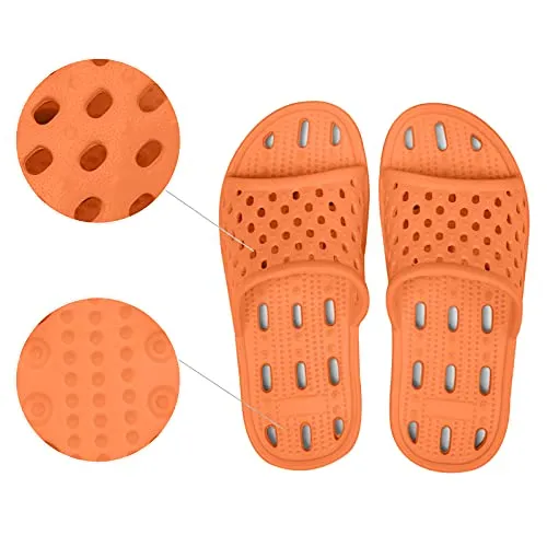 WOTTE Shower Sandals Women Quick Drying Bath Slippers Non Slip Dorm Shoes Size 5.5 Orange