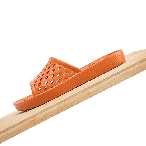 WOTTE Shower Sandals Women Quick Drying Bath Slippers Non Slip Dorm Shoes Size 5.5 Orange